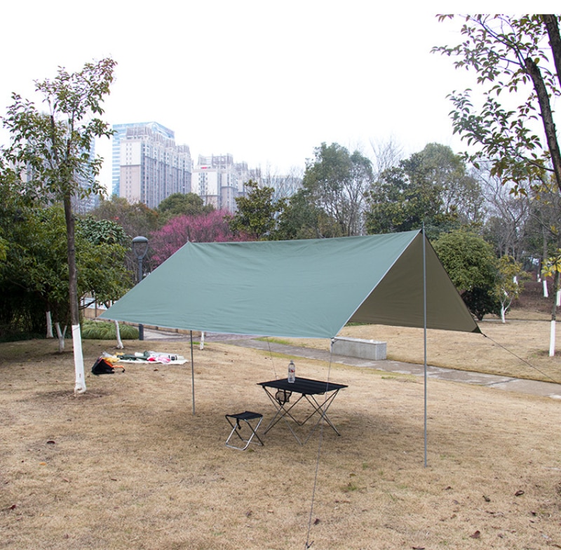 Cheap Goat Tents Large Tarp Tent Sunshade Ultralight Awning Outdoor Camping Hammock Tourist Beach Sun Shelter With Ground Nails Windproof Rope   